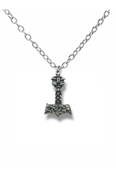 Viking Mitolojisi Thor’un Çekici (Mjölnir) Figürlü Unisex Kolye – 60 cm Zincirli, Güç Koruma Sembolü ürün görseli 1
