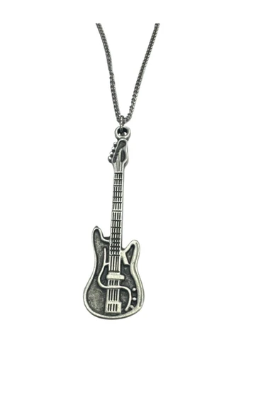 Elektro Gitar Metal Kolye – 60 cm Zincir – Unisex Müzik Temalı Takı ürün görseli 1