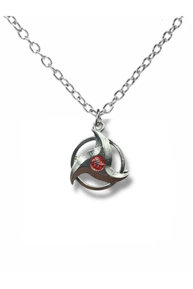 Naruto Sharingan Cosplay Kolye – Kırmızı Mineli 60 cm Zincirli Unisex Anime Takı ürün görseli 1