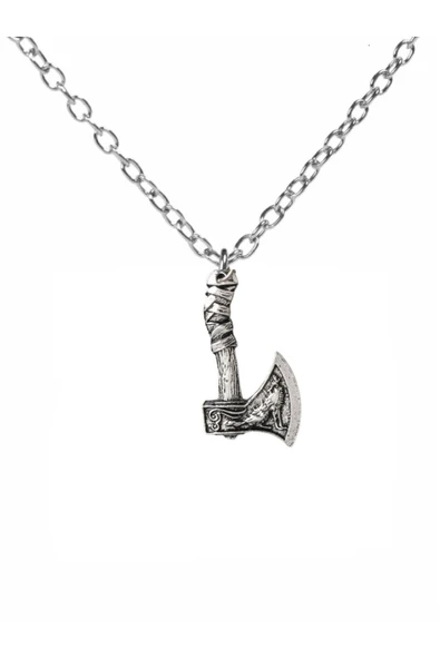 İskandinav Viking Balta Figürlü Kolye – 60 cm Zincirli Unisex Gotik ve Mitolojik Aksesuar ürün görseli 1