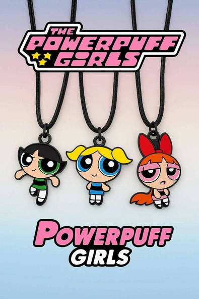 Powerpuff Girls BFF 3'lü Kolye Seti – Best Friends Forever Deri Renkli Şık Aksesuar (3 Adet) ürün görseli 1