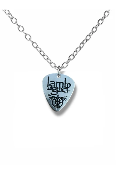 Lamb of God Rock Grubu Pena Şeklinde Çift Taraflı Rock İşaretli Metal Zincirli Unisex Kolye ürün görseli 1