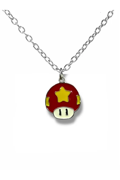 Super Mario Kırmızı Power-Up Star Kolye – 60 cm Zincirli Parlak Metal Oyun Figürlü Unisex Takı ürün görseli 1