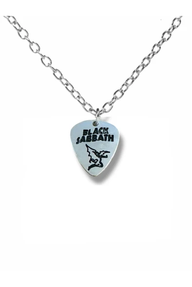 Black Sabbath Efsanevi Metal Grubu Pena Şeklinde Çift Taraflı Rock İşaretli Unisex Metal Kolye ürün görseli 1