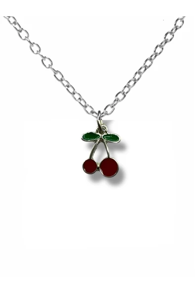 Canlı Kırmızı Cherry Unisex Kolye – Tatlı ve Şık Tasarım ürün görseli 1