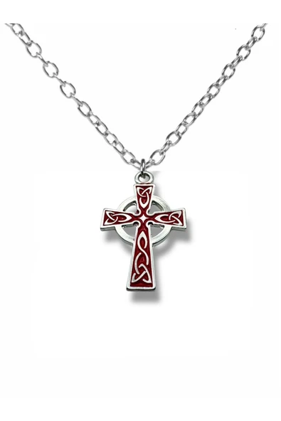 Kırmızı Haç Celtic Cross Figürlü Unisex Kolye – 60 Cm Zincirli Gotik Ve Anlamlı Tasarım ürün görseli 1