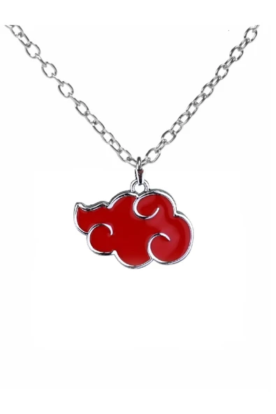 Akatsuki Kırmızı Bulut Figürlü Unisex Kolye – 60 cm Zincirli Metal Anime Takı ürün görseli 1