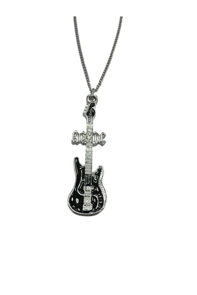 AC/DC Hard Rock Müzik Grubu Logolu Zincir Kolye – Unisex Aksesuar 60 cm ürün görseli 1