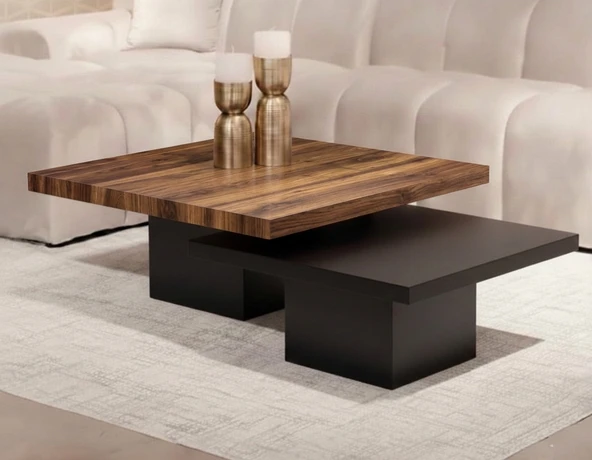 Most Marmoris  Ceviz-Siyah %100 Mdf Orta Sehpa Set (EVİNİZE TESLİM) ürün görseli 1