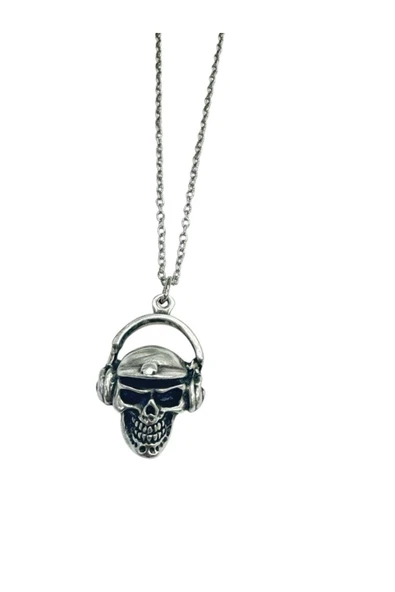 DJ Figürlü Metal Kolye – 60 cm Zincir – – Unisex Müzik Temalı Takı ürün görseli 1