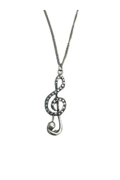 Sol Anahtarı Metal Kolye – 60 cm Zincir – Unisex Müzik Temalı Takı ürün görseli 1