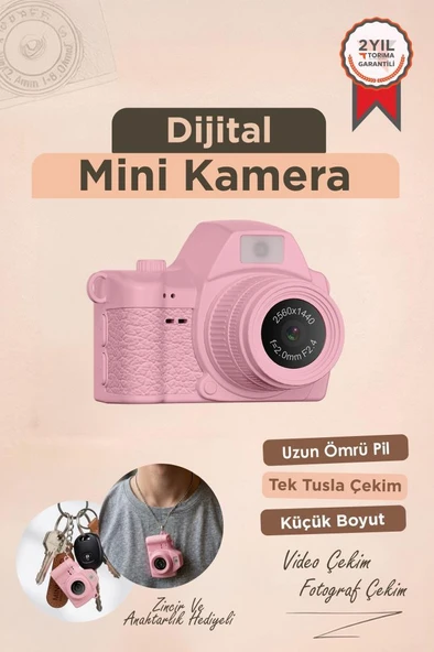 Dijital Fotoğraf Makineleri Video Mini Kamera 2K Video 128GB Destekli CMR42 Pembe ürün görseli 1