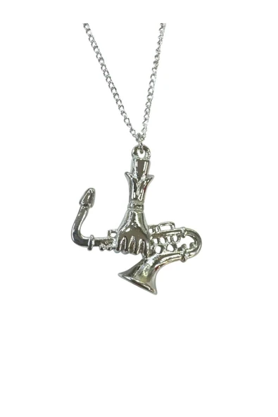 Saksafon Tutan El Figürlü Metal Kolye – Unisex - Müzik Temalı Aksesuar 60 cm Zincir ürün görseli 1