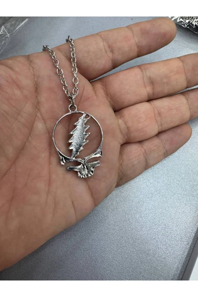 Grateful Dead Temalı Metal Kolye – 60 cm Zincirli Rock Aksesuarı ürün görseli 1