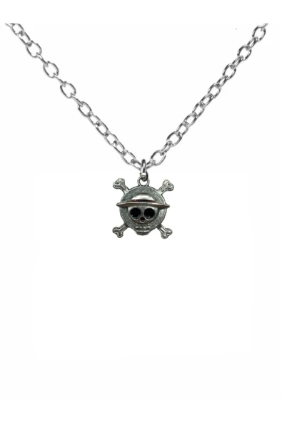 One Piece Kurukafa Gotik Tasarımlı Unisex Anime Kolye – 60 cm Zincirli Metal Takı ürün görseli 1