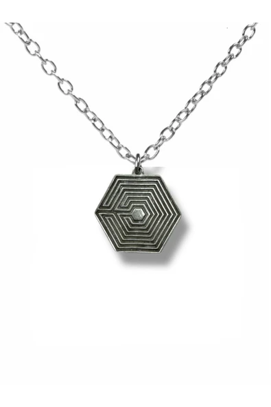 K-Pop EXO Logo Kolye – 60 cm Zincirli Unisex Aksesuar | Siyah Metal Tasarım ürün görseli 1