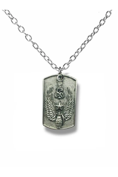 U.S. Army Askeri Kolye – Amerikan Ordu Logolu Gümüş Renk Zamak Metal Unisex Takı ürün görseli 1