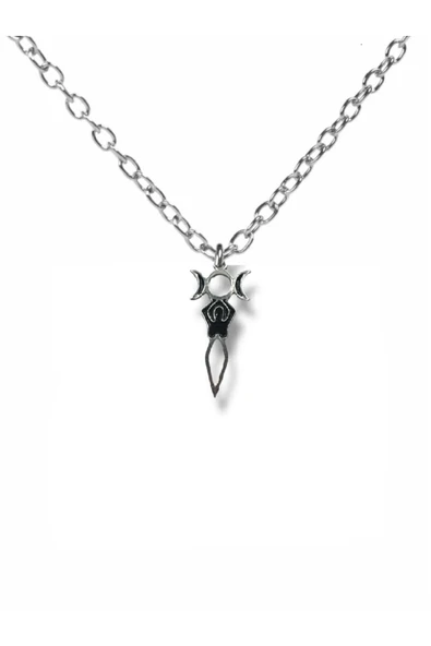 Ay Tanrıçası Figürlü Witchcraft Kolye 60 cm Zincirli | Mistik ve Gotik Unisex Takı ürün görseli 1