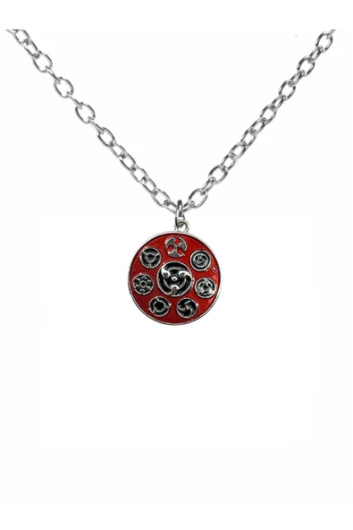 Sasuke Uchiha Sharingan Kolye – Kırmızı Cosplay Unisex Metal Takı 60 cm Zincirli ürün görseli 1