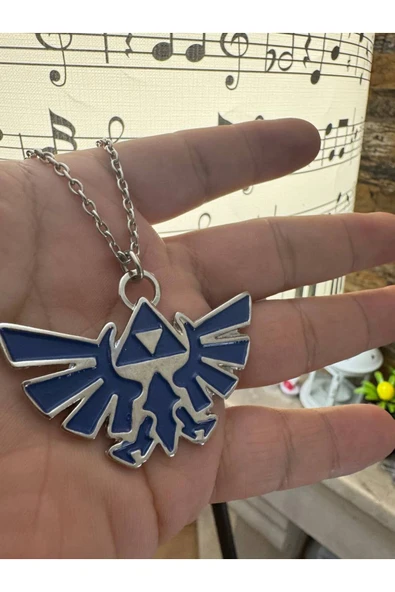 Legend of Zelda Logolu Mavi Kolye 60 cm Zincirli | Anime Oyun Temalı Unisex Aksesuar ürün görseli 1