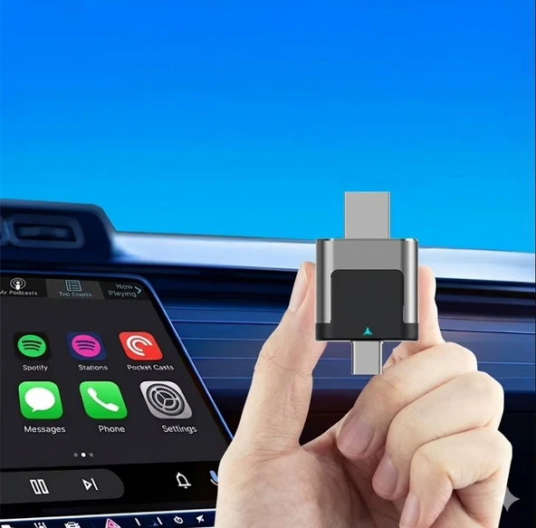 Kablosuz CarPlay ve Android Auto Adaptörü Mini Ergonomik 2in1 ürün görseli 1