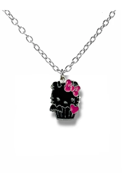 Dark Angel Hello Kitty Figürlü Kolye – 60 cm Zincirli Gotik ve Sevimli Takı ürün görseli 1