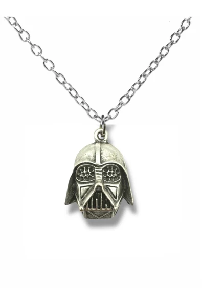 Star Wars Darth Vader Gri Kask Kolye | 60 cm Zincirli Metal Unisex Aksesuar – ürün görseli 1