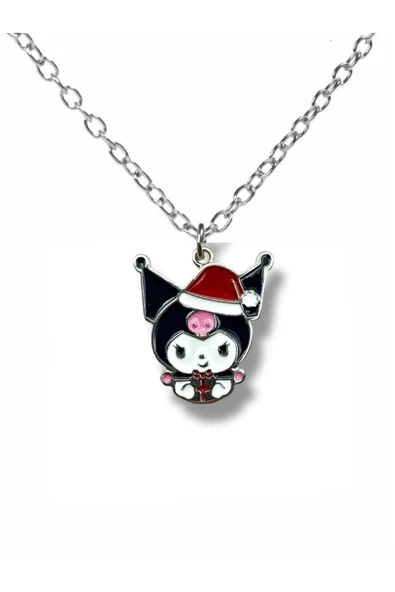 Kuromi Figürlü Siyah Kolye – Gotik Tarzda 60 cm Zincirli Sevimli Anime Takı ürün görseli 1