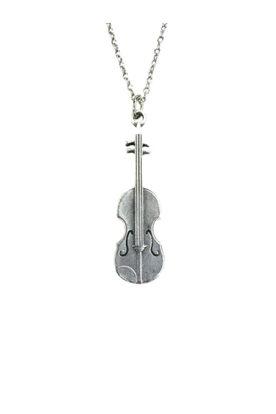 Keman Figürlü Metal Kolye – Unisex Müzik Aletli Takı 60 cm Zincir ürün görseli 1