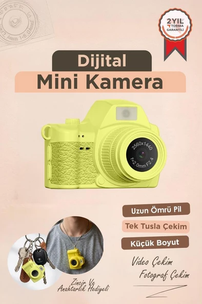 Dijital Fotoğraf Makineleri Video Mini Kamera 2K Video 128GB Destekli CMR42 Sarı ürün görseli 1