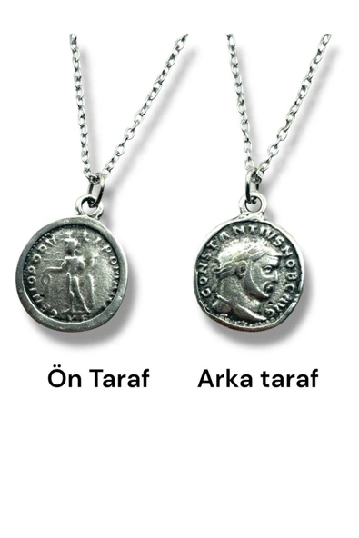 Constantine Figürlü Denarius Roma Antik Para Kolye – Çift Taraflı – 1 Adet – 60 cm Metal Kolye ürün görseli 1