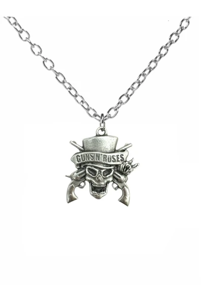 Guns N' Roses Gümüş Renk Düz Zincir Kolye – 60 cm Unisex Rock Takı ürün görseli 1
