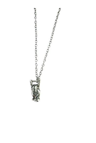 Rock N Roll El İşareti Unisex Kolye – 60 cm Metal Zincir – Rock Tarz Takı ürün görseli 1