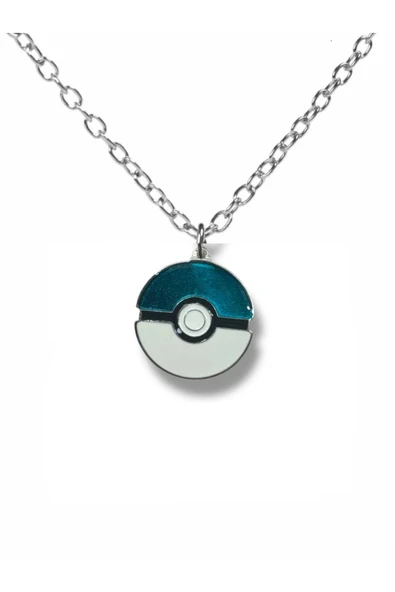 Mavi Poketop Figürlü Pokemon Kolye 60 cm Zincirli | Anime Temalı Unisex Takı ürün görseli 1