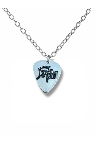 Death Death Metal Grubu Pena Şeklinde Çift Taraflı Rock İşaretli Unisex Metal Kolye ürün görseli 1