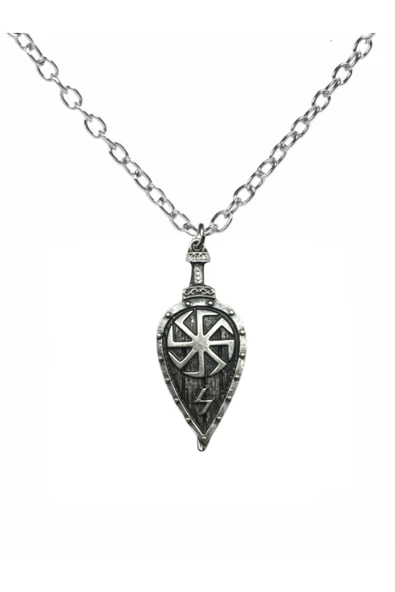 Nordic Valor – Viking Kolovrat Kalkan Figürlü Unisex Kolye (60 cm Zincirli) ürün görseli 1