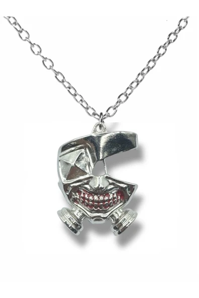 Tokyo Ghoul Ken Kaneki Maskeli Kolye 60 cm Zincirli | Anime Temalı Unisex Takı ürün görseli 1