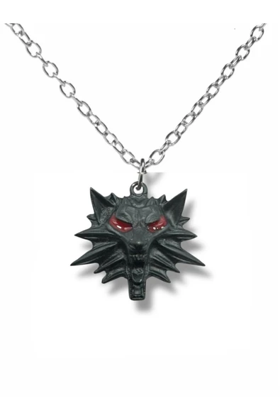 The Witcher Wolf Kurt Kafası Cosplay Kolye | Unisex | 60 cm Zincirli Oyun ve Fantastik Takı ürün görseli 1