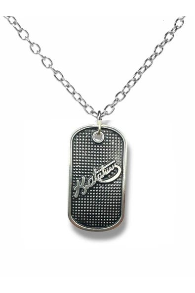 Kemal Atatürk İmzalı Erkek Künye Kolye – Gümüş Renk Unisex Metal Takı ürün görseli 1