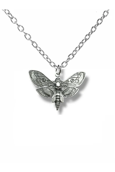 Skull Moth Figürlü Unisex Kolye | Kafatası Güvesi Tasarım | Gotik Stil | 60 cm Zincir ürün görseli 1