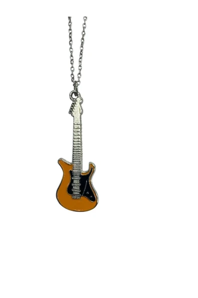 Gitar Müzik Aleti Kolye- Kahverengi – 60 cm Zincir – Unisex Müzik Temalı Takı ürün görseli 1