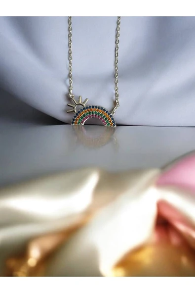 Gökkuşağı Figürlü Kadın Kolye – Paslanmaz Çelik, 55 cm Renkli ve Neşeli Tasarım ürün görseli 1