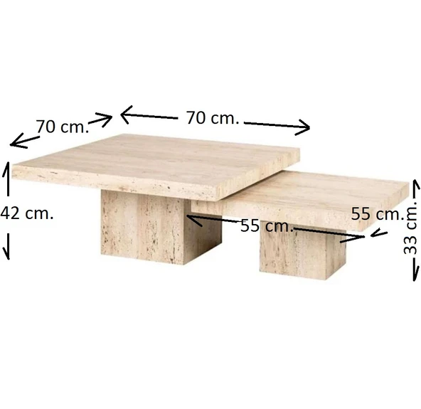 Most Marmoris  Ceviz-Siyah %100 Mdf Orta Sehpa Set (EVİNİZE TESLİM) - Resim 4