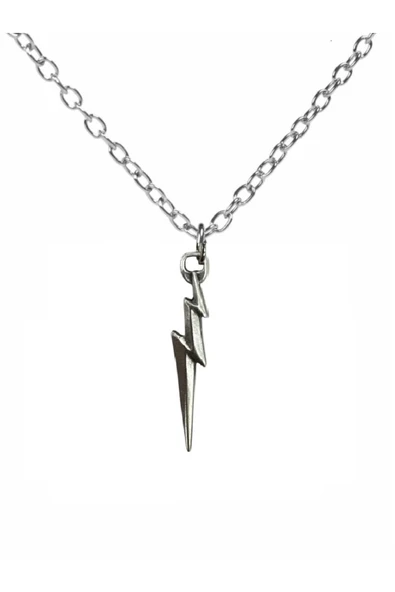 Şimşek Figürlü Metal Kolye – 60 cm Zincir | Gümüş Renk Unisex Aksesuar ürün görseli 1