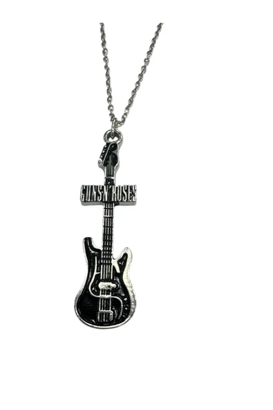 Guns N' Roses Temalı Elektro Gitar Kolye – 60 cm Zamak Kaplama Metal Rock & Hard Rock Aksesuar ürün görseli 1