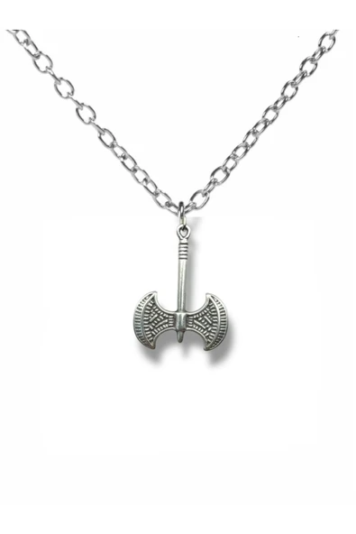 Viking Savaşçı Baltası Figürlü Kolye – 60 cm Zincirli Zamak Kaplama Unisex Mitolojik Aksesuar ürün görseli 1