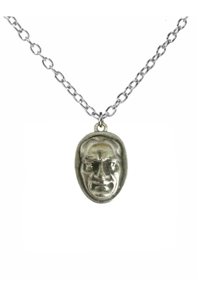Mustafa Kemal Atatürk Silüet Figürlü Kolye – Gümüş Renk Unisex Metal Takı ürün görseli 1