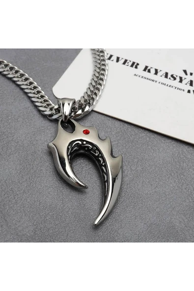 Rhinestone Tribal Alev Paslanmaz Çelik Kolye Zincir 316L ürün görseli 1