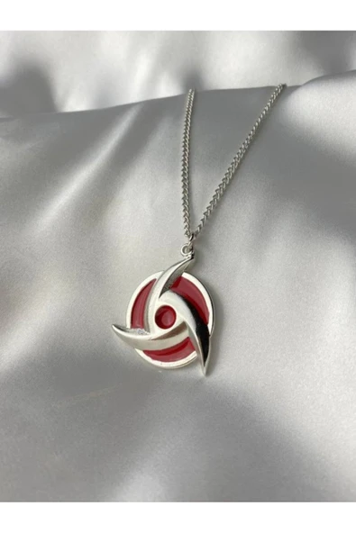 Anime Naruto Sharingan Kolye Cosplay Kırmızı Mineli Gümüş Kaplama ürün görseli 1
