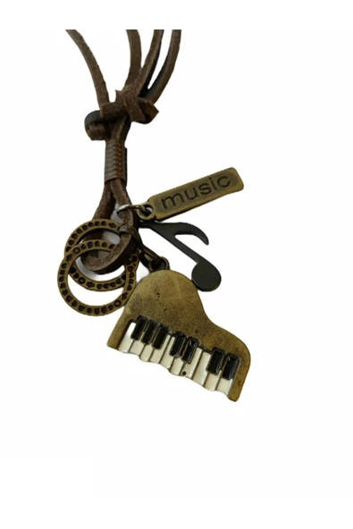 Piyano Piano Deri Kordon Kolye Kadın- Erkek ürün görseli 1